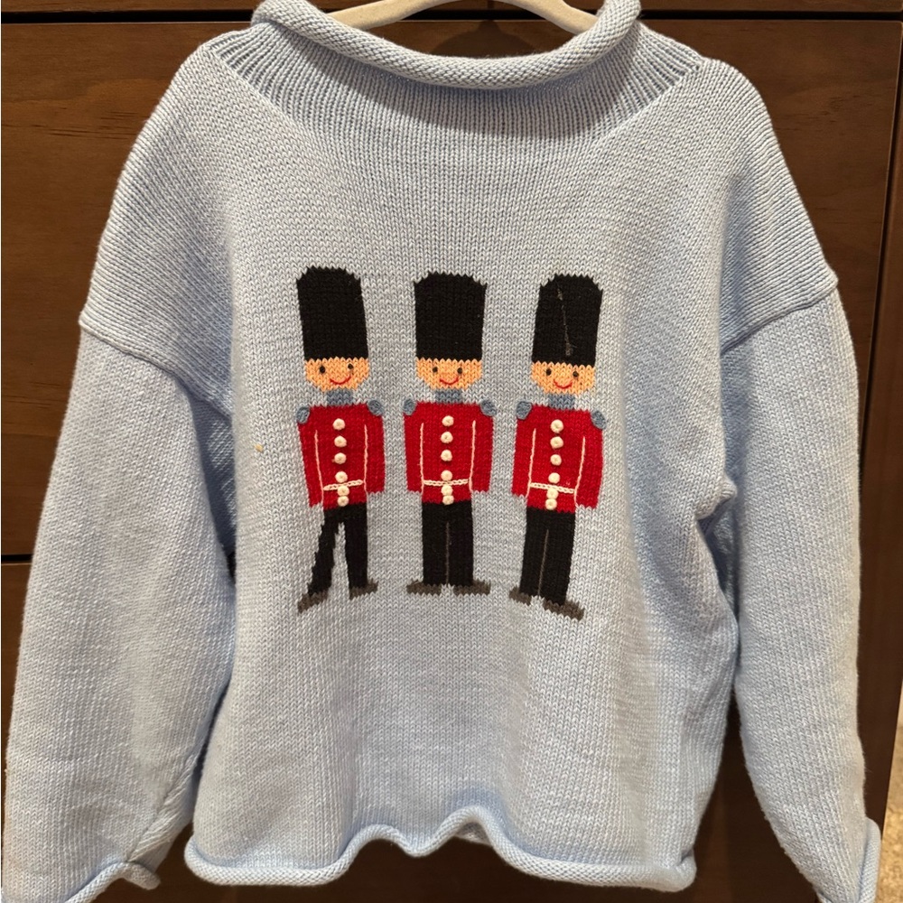 Blue Rollneck Sweater with Nutcracker Design